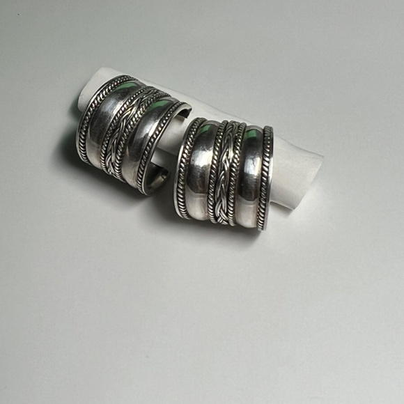 Vintage sterling silver hoop earrings - Chapal-Zenray -Braided Rope Design - Picture 11 of 11